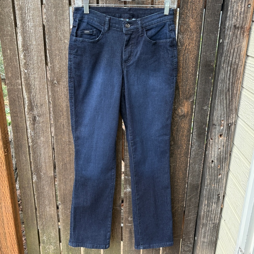 Kuhl Kontour Flex Denim Straight Jeans in Indigo Dye Midnight Wash Sz 4 Short